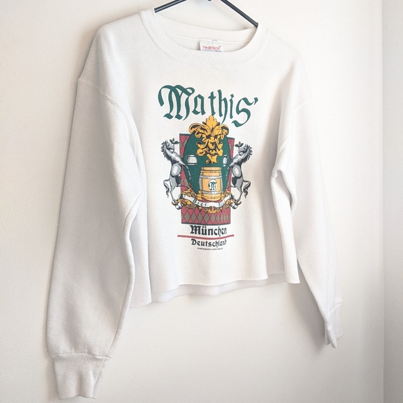 Vtg 80s White Grunge Cropped Oversized Sweatshirt - Picture 7 of 13